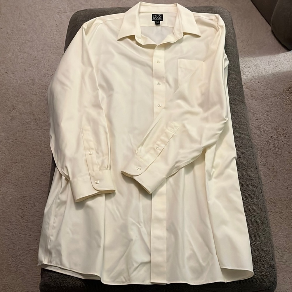 Jos A Bank size 18.5-36 cream colored dress shirt Brand new never worn